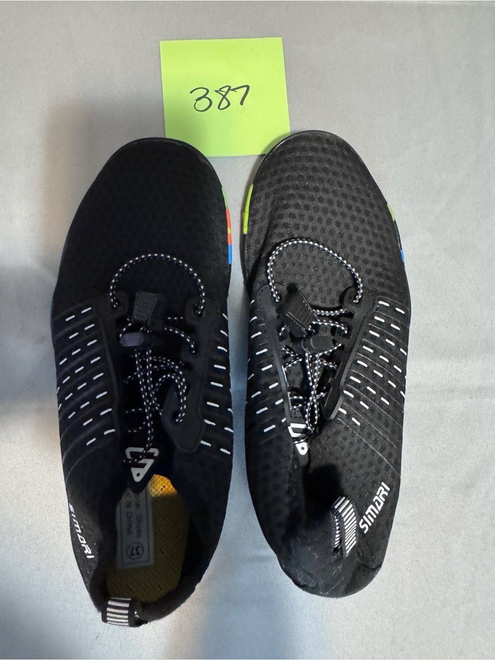 Source Unknown Black Slip-On Water Sneakers with Multicolor Accents
